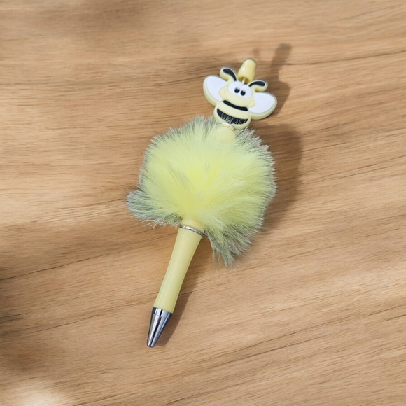 Fluffy Beaded Pen - Bee