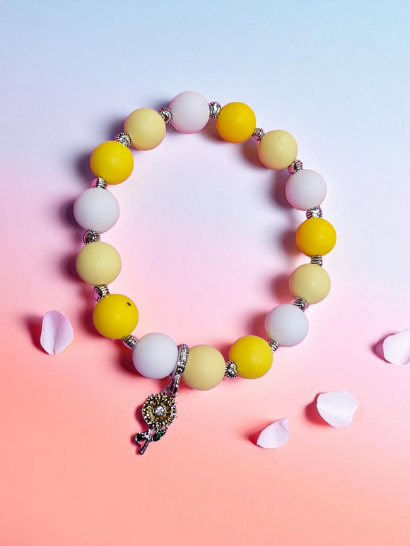 Silicone Bracelet - Yellow Flower Pendant