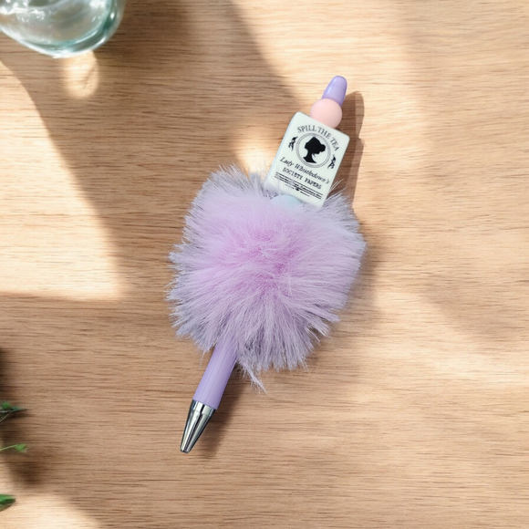 Fluffy Beaded Pen - 'Spill the Tea'
