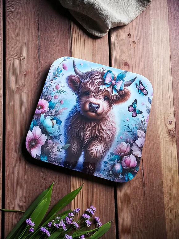 Magnet - Highland Cow with Butterflies