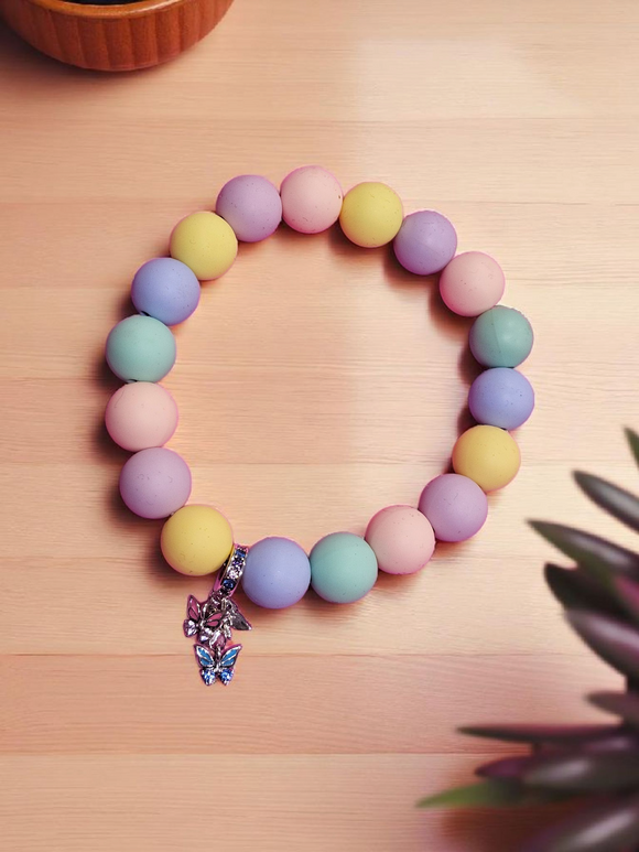 Silicone Bracelet - Butterflies Pendant