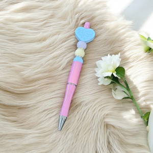 Beaded Pen - Blue Heart