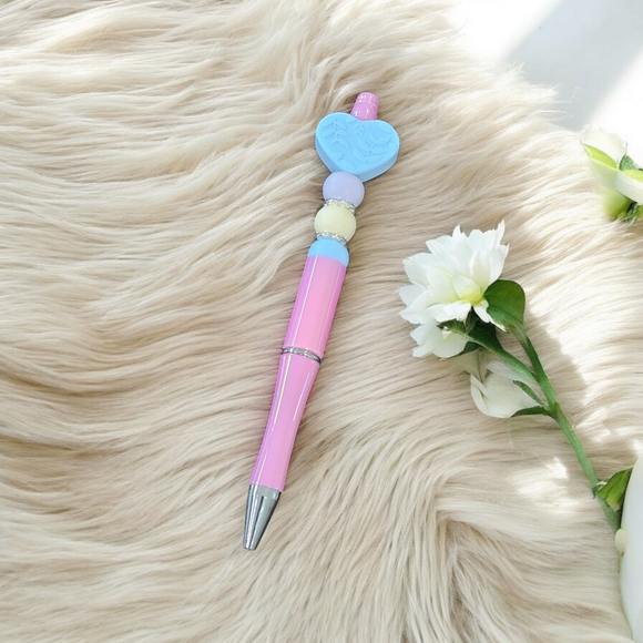 Beaded Pen - Blue Heart