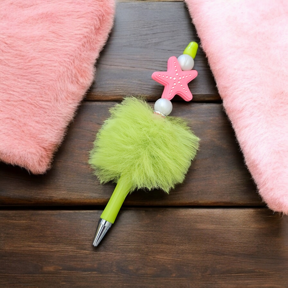 Fluffy Beaded Pen - Starfish