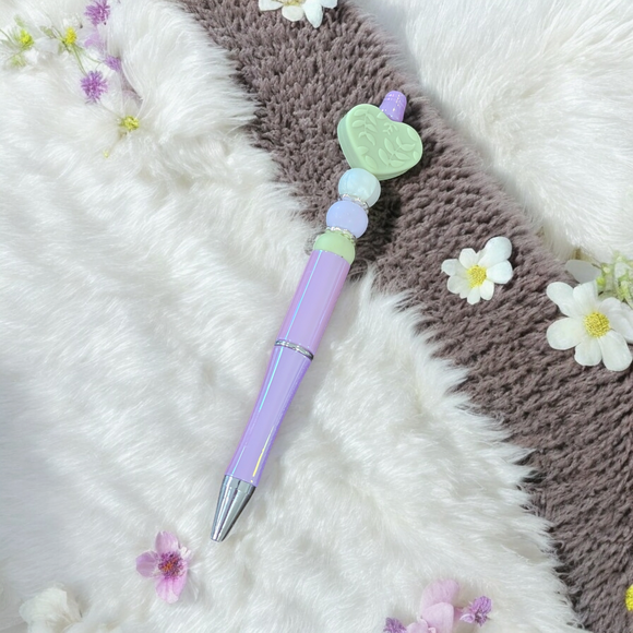 Beaded Pen - Green Heart