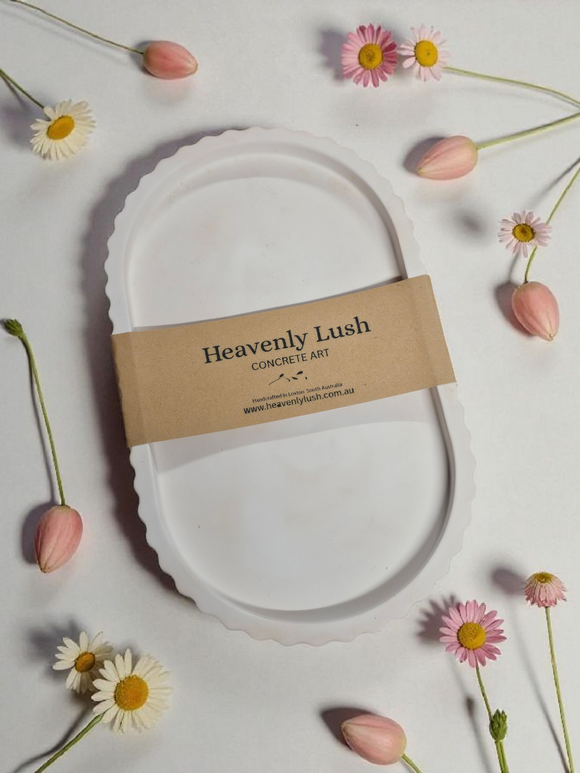 Large Oblong Dish - Peach/Cream Swirl