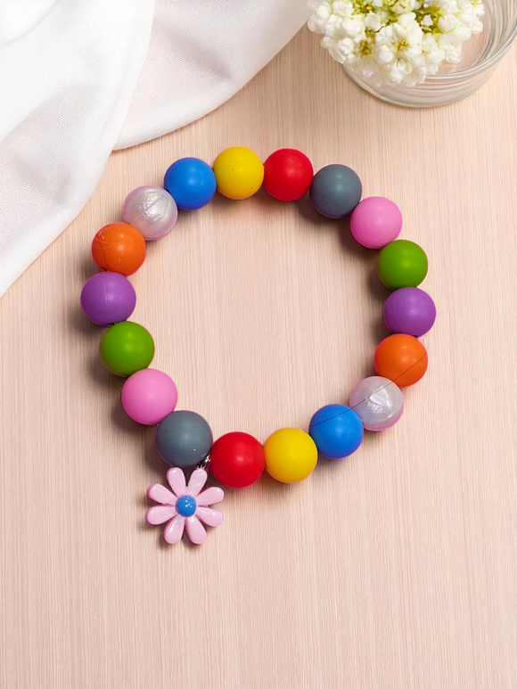 Silicone Bracelet - Pink Flower Charm