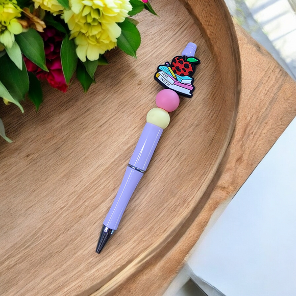Beaded Pen - Apple on Books