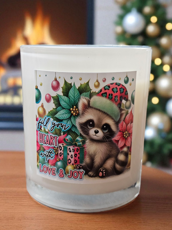 Medium Candle - Christmas Raccoon