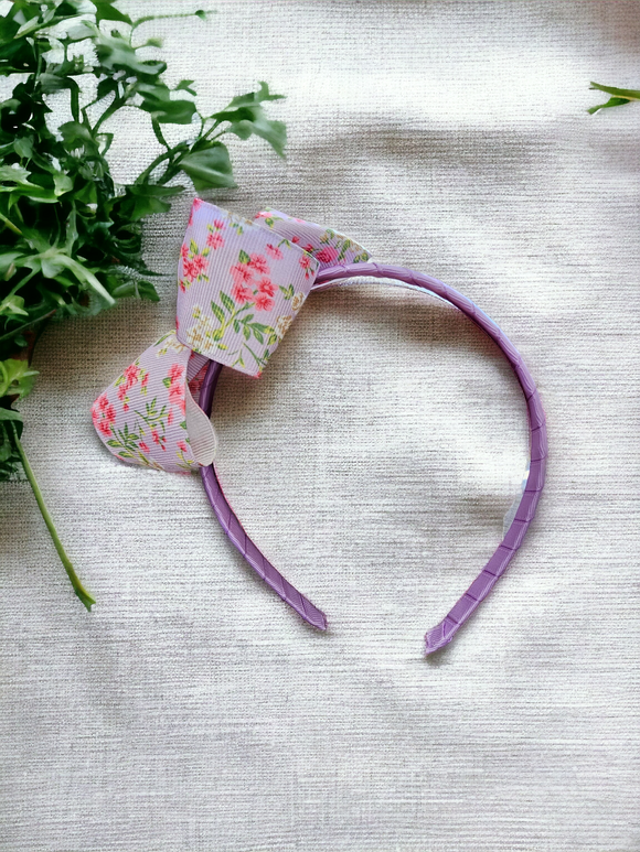 Kids headband with bow - floral design