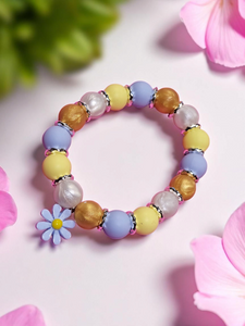 Silicone Bracelet - Blue Flower Charm