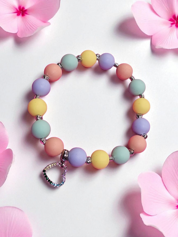 Silicone Bracelet - Heart Pendant