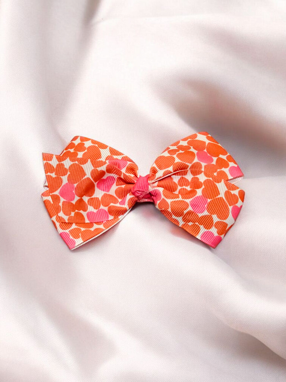 Kids Medium Hair bow - Red & Pink hearts