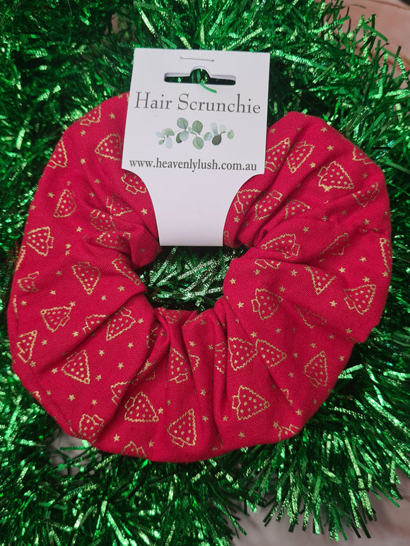 ⭐️30% OFF⭐️ Christmas Hair Scrunchie - Red with Gold Trees