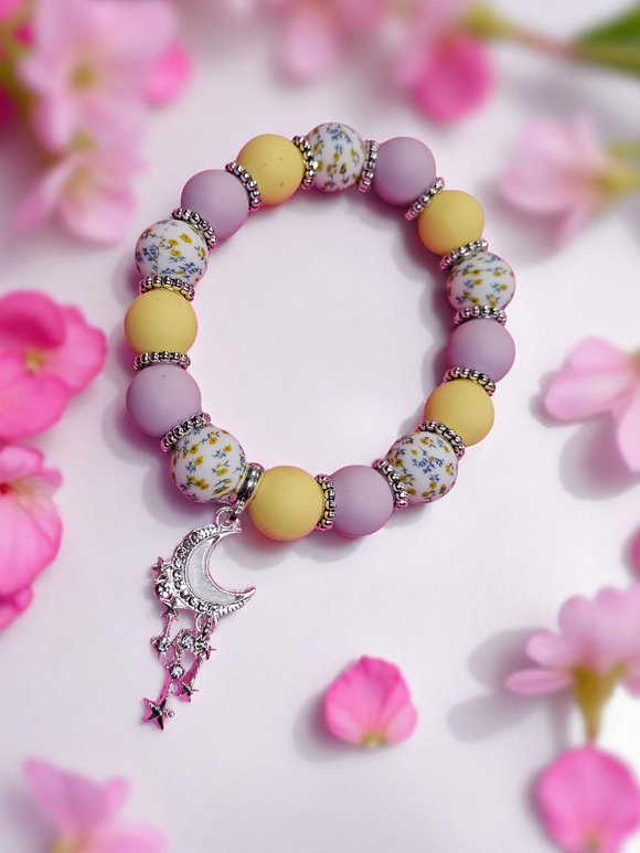 Silicone Bracelet - Moon and Stars Pendant