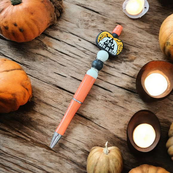 Beaded Pen - Halloween Pumpkin