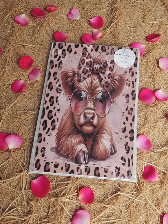 A5 Notebook - Highland Cow (bow & glasses)