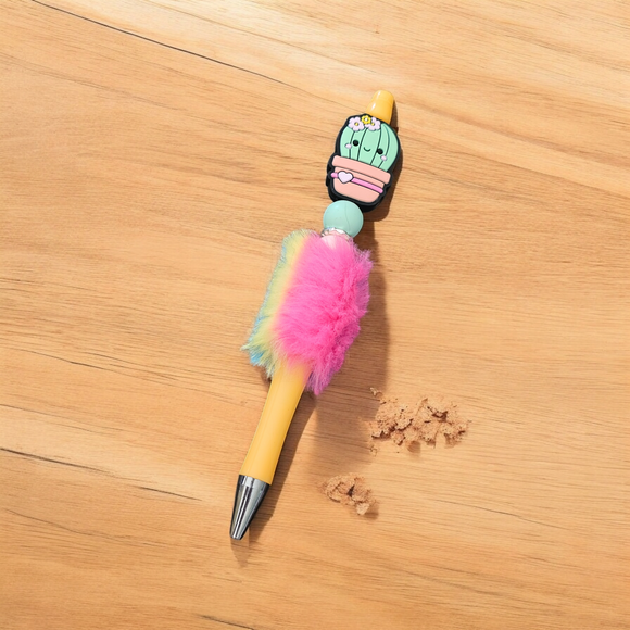 Fluffy Beaded Pen - Cactus