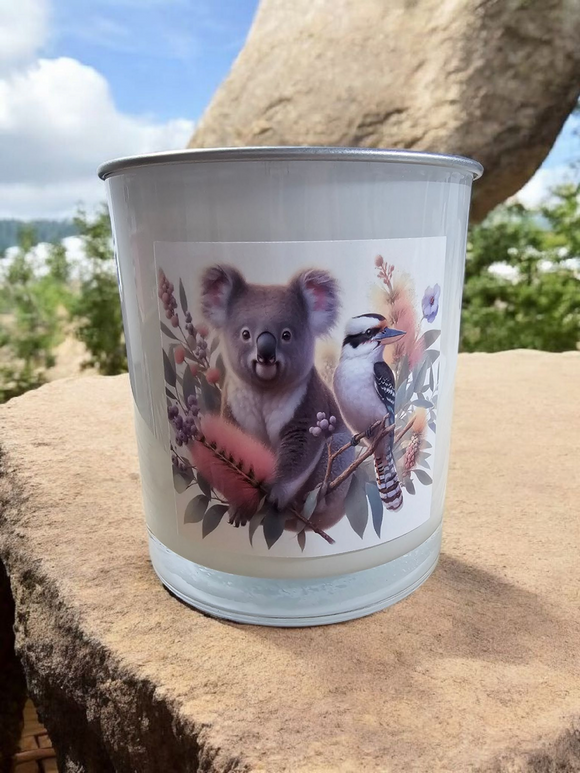 Deluxe Medium Candle - Koala & Kookaburra - Lemongrass Persian Lime