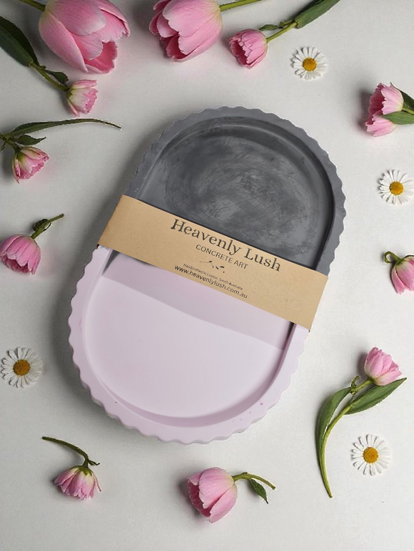 Large Oblong Dish - Pink & Black