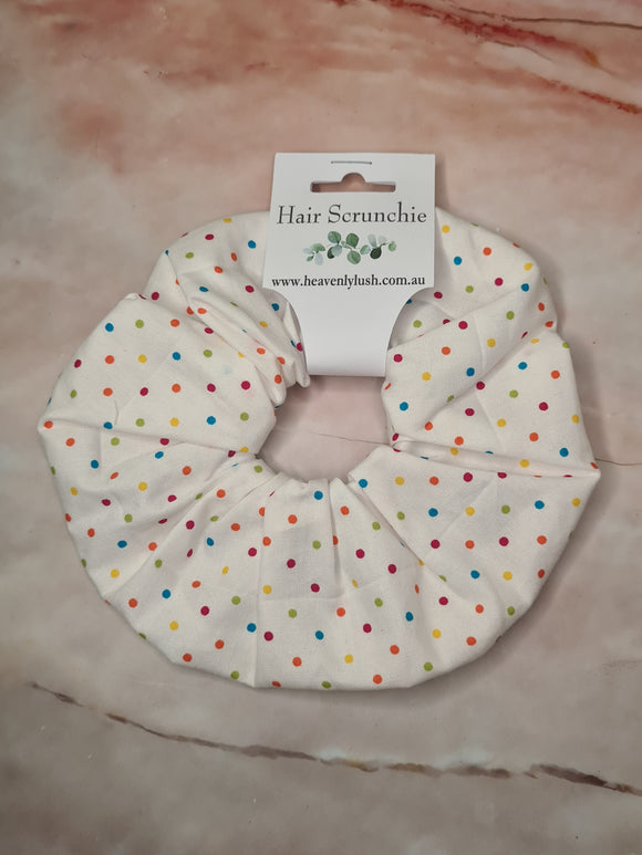 Extra Large Hair Scrunchie - Rainbow Dots