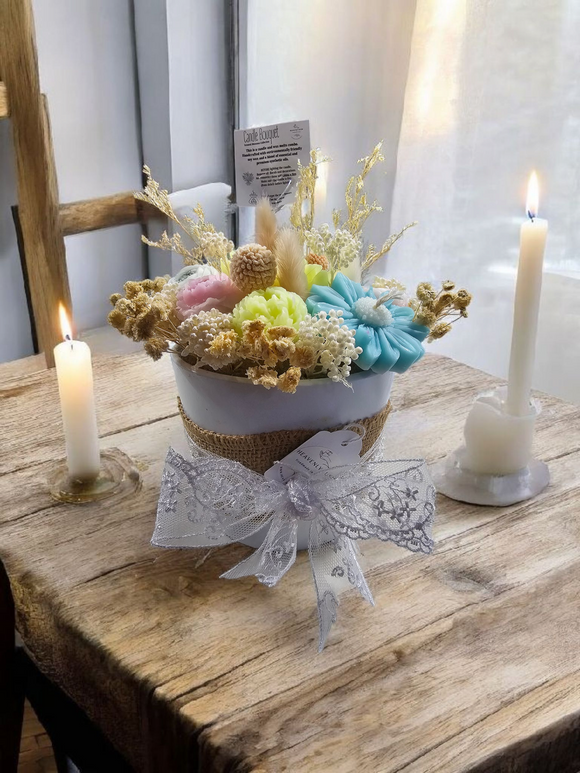 Candle and Melt flower Bouquet in white vase - Black Raspberry Vanilla ⭐️ PICKUP ONLY ⭐️