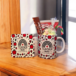Teacher Mug and a Coaster gift set (Teacher made, all day, every day)