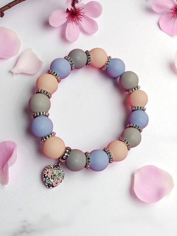 Silicone Bracelet - Heart Pendant