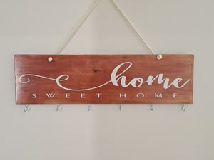 "Home Sweet Home" Wood Key Holder